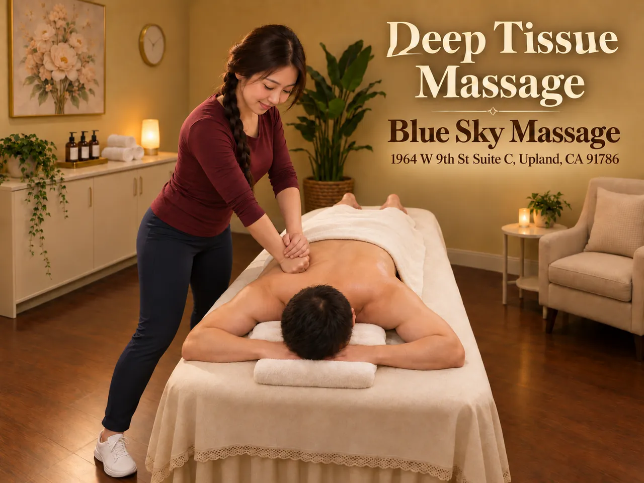 Deep Tissue Massage in Upland, CA at Blue Sky Massage