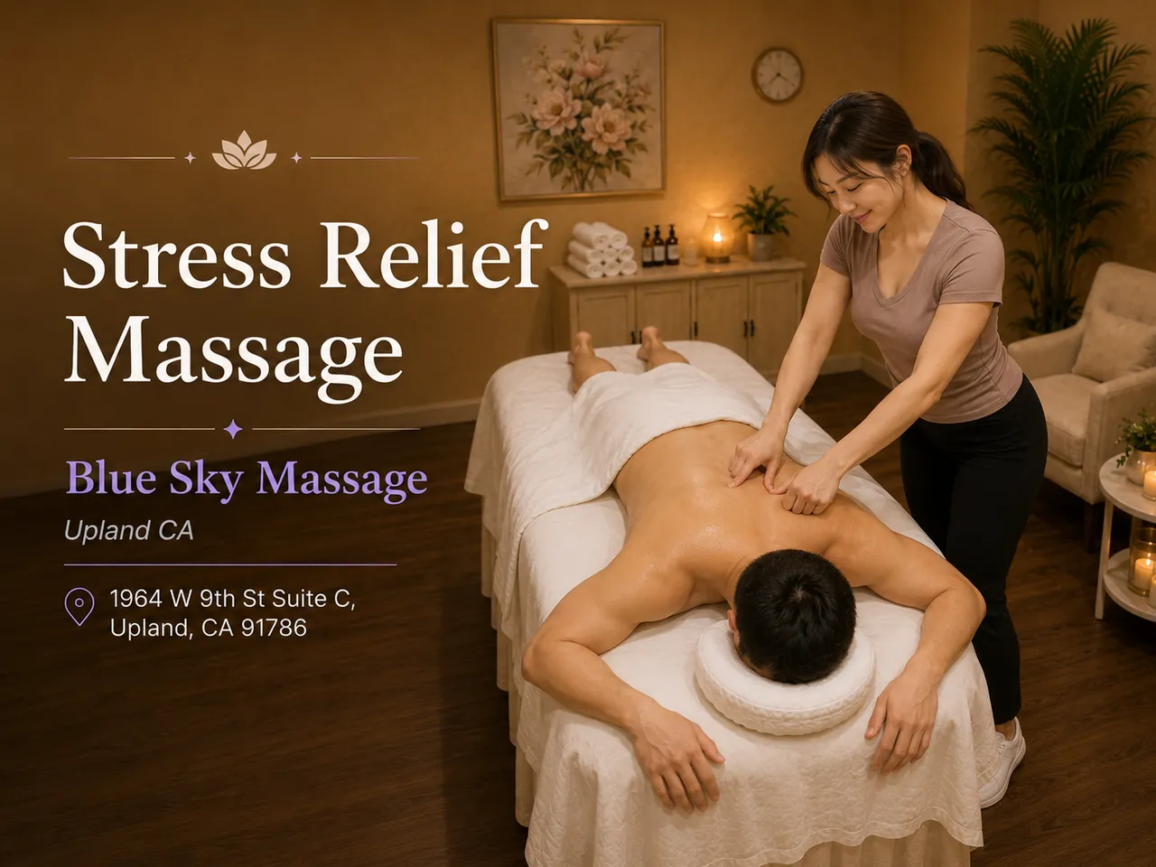 Stress Relief Massage in Upland, CA at Blue Sky Massage