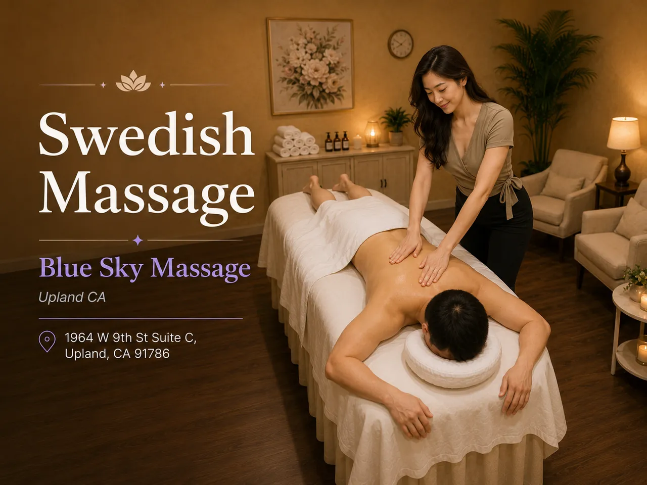 Swedish Massage at Blue Sky Massage in Upland, CA